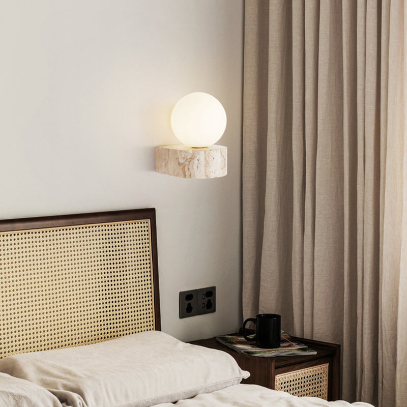 Round Square Yellow Travertine Wall Lamp