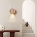 Round Yellow Travertine Hallway Wall Lamp