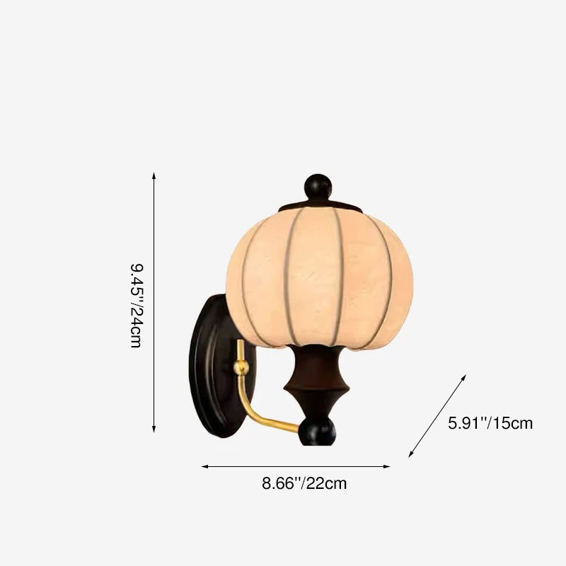Round Ash Wood Faux Wall Lamp