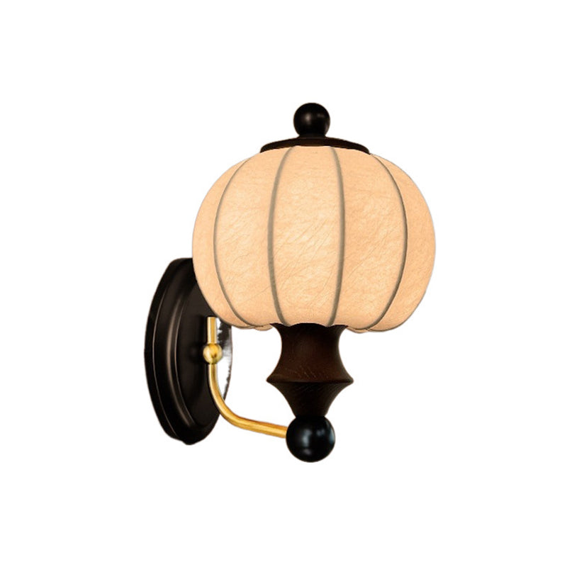 Round Ash Wood Faux Wall Lamp