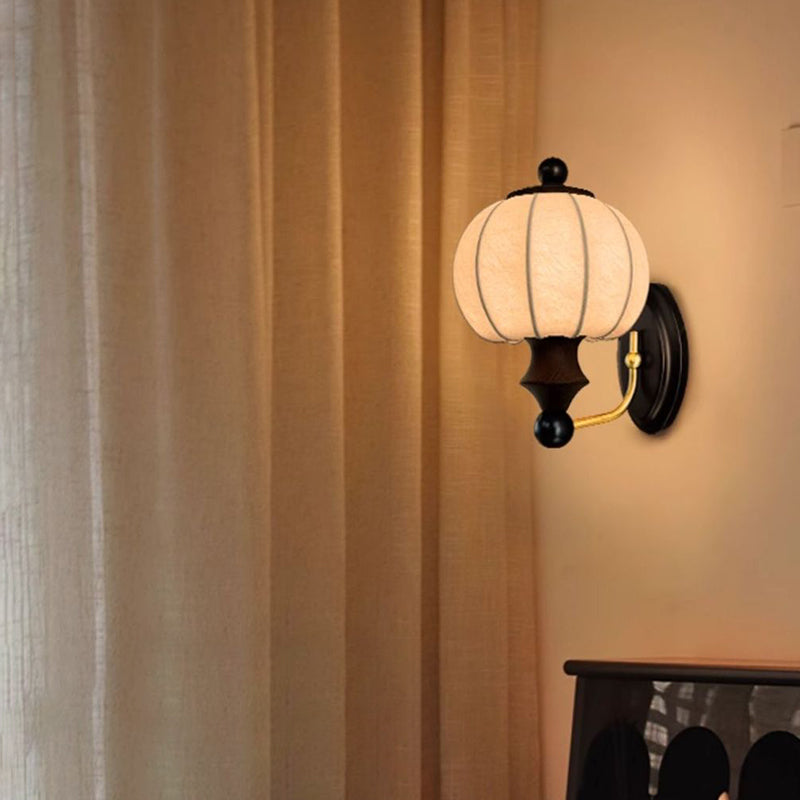 Round Ash Wood Faux Wall Lamp