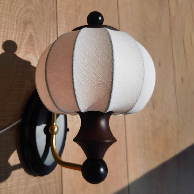 Round Ash Wood Faux Wall Lamp