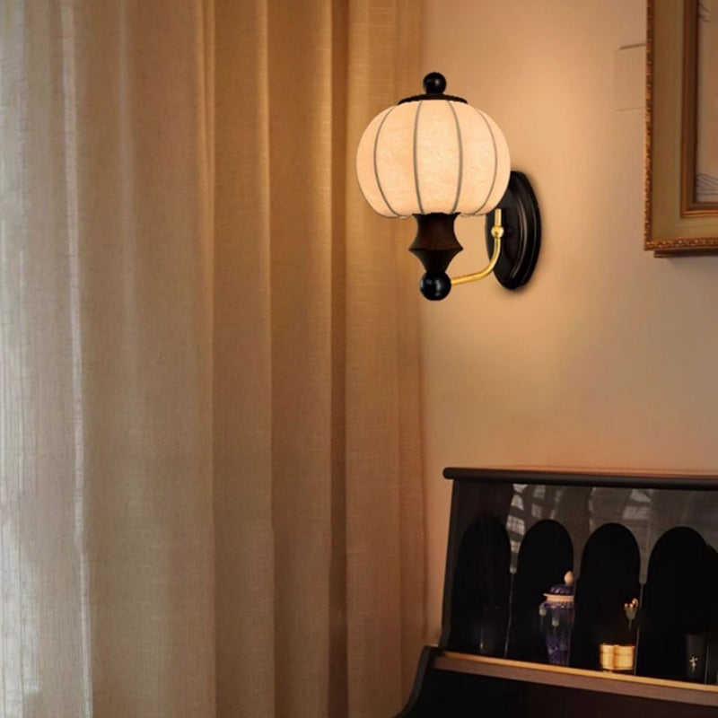 Round Ash Wood Faux Wall Lamp