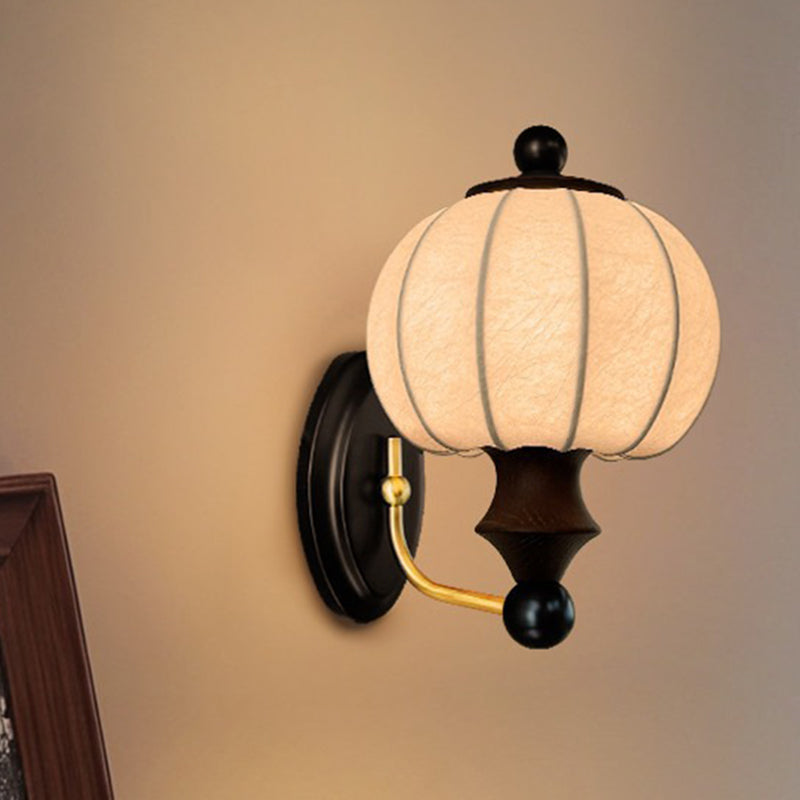Round Ash Wood Faux Wall Lamp