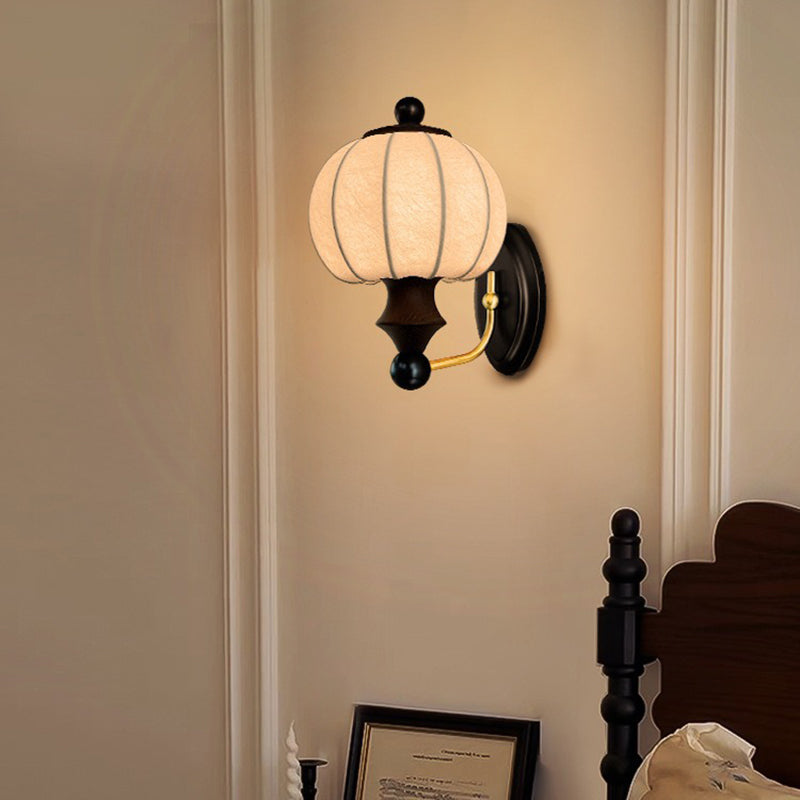 Round Ash Wood Faux Wall Lamp