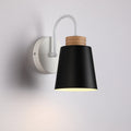 Cylindrical Wood Iron Bedroom Wall Lamp
