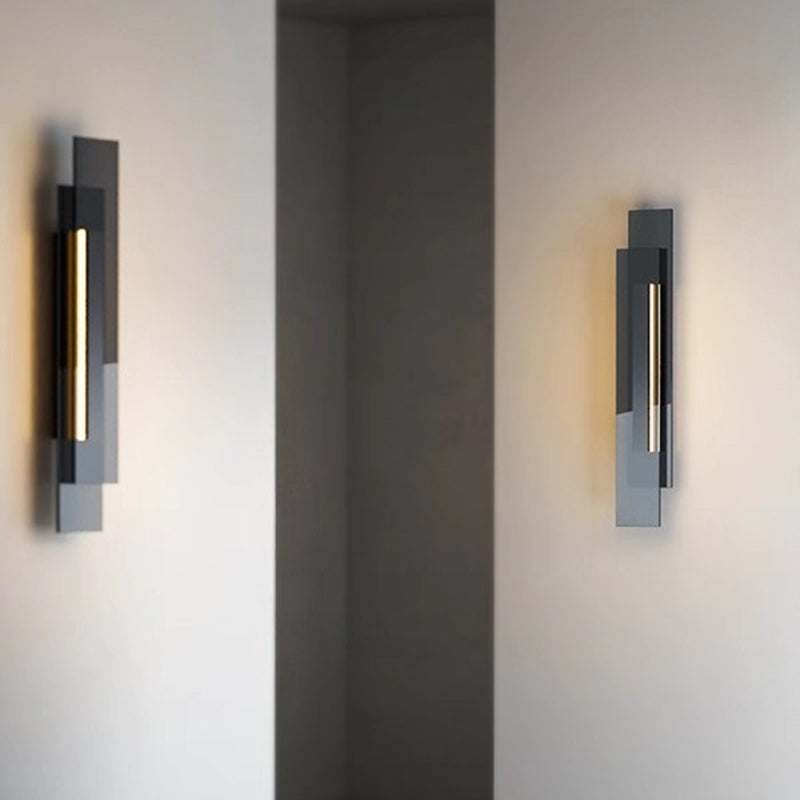 Interlaced Rectangular Iron Glass Wall Lamp