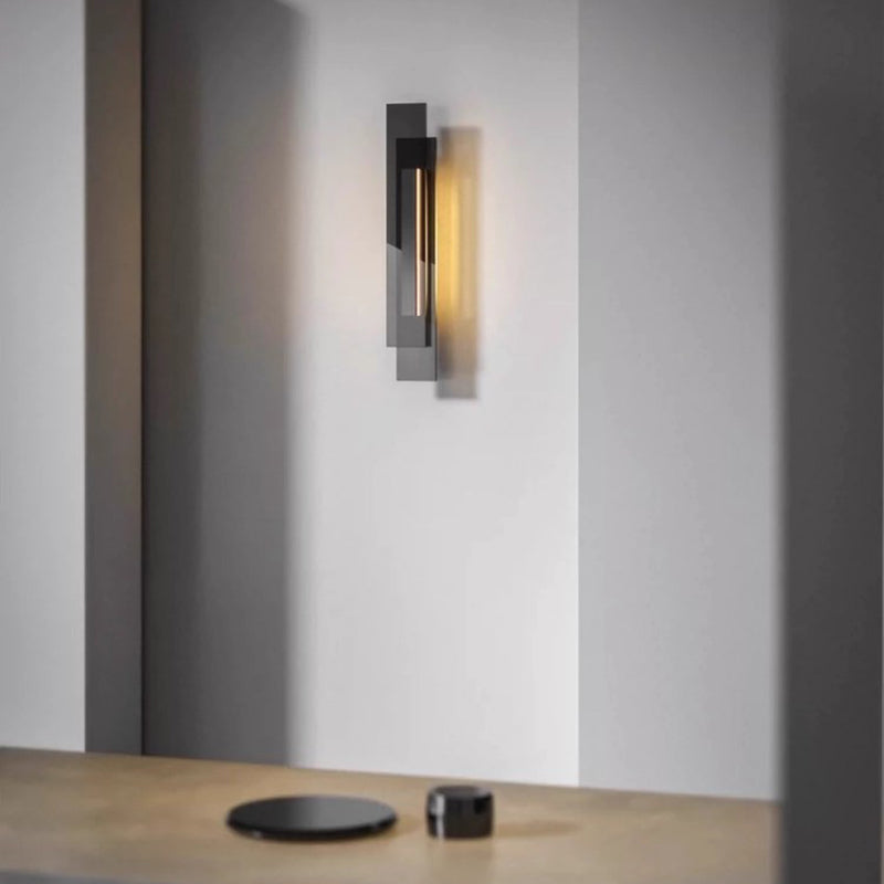Interlaced Rectangular Iron Glass Wall Lamp
