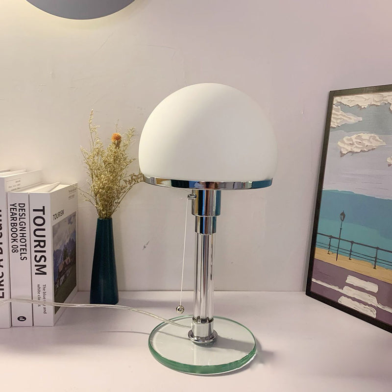 Metal Glass Round Bedroom Table Lamp