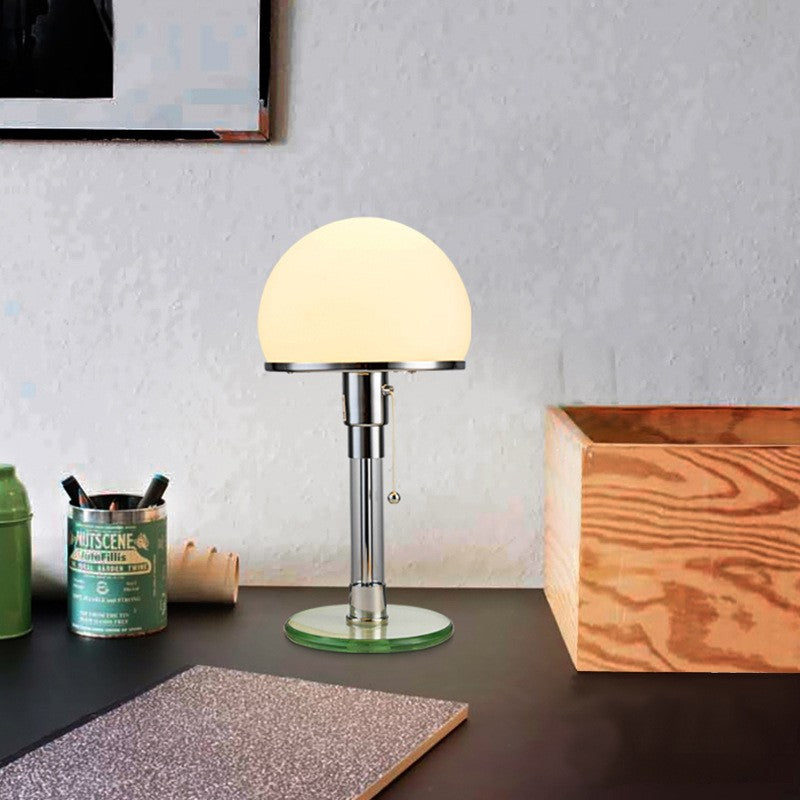 Metal Glass Round Bedroom Table Lamp