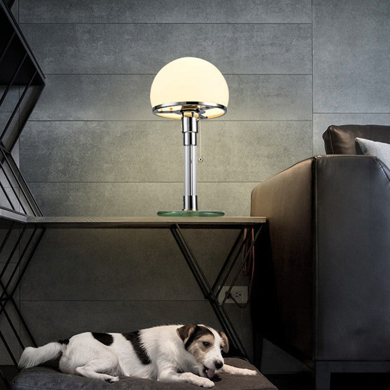 Metal Glass Round Bedroom Table Lamp