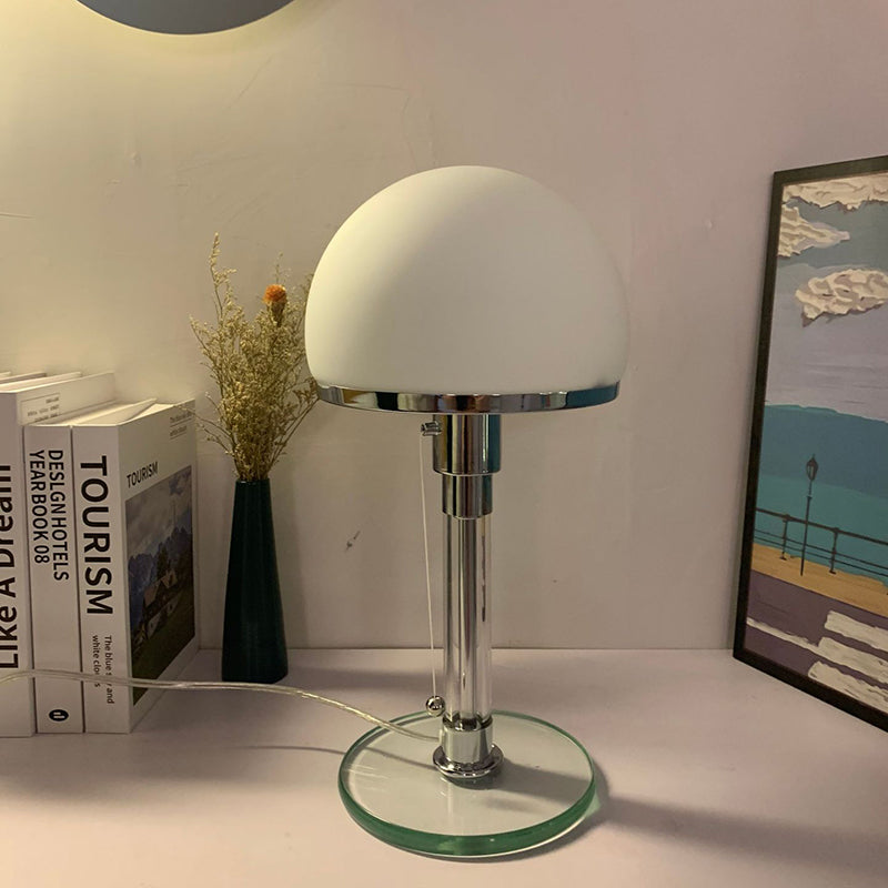 Metal Glass Round Bedroom Table Lamp