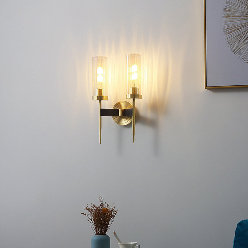 Copper Glass Linear 1/2 Wall Lamp
