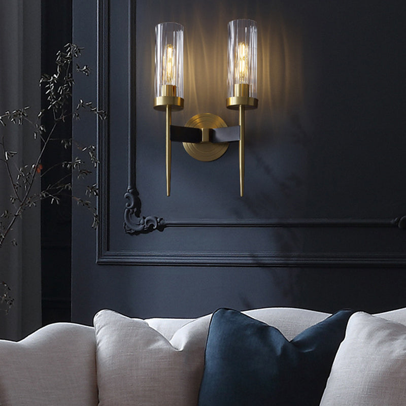 Copper Glass Linear 1/2 Wall Lamp