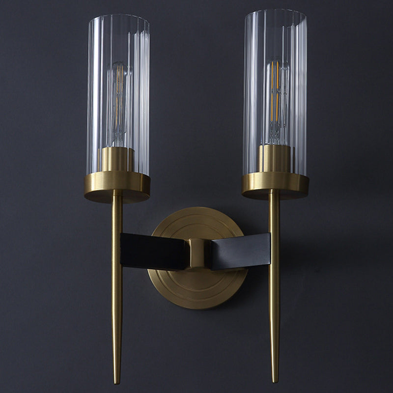 Copper Glass Linear 1/2 Wall Lamp