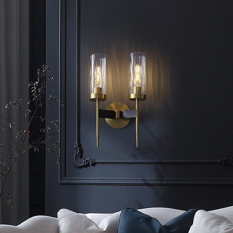Copper Glass Linear 1/2 Wall Lamp