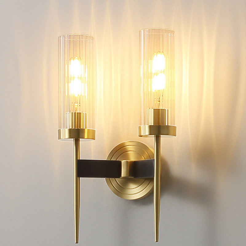Copper Glass Linear 1/2 Wall Lamp