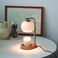 Wood Iron Glass Round Table Lamp