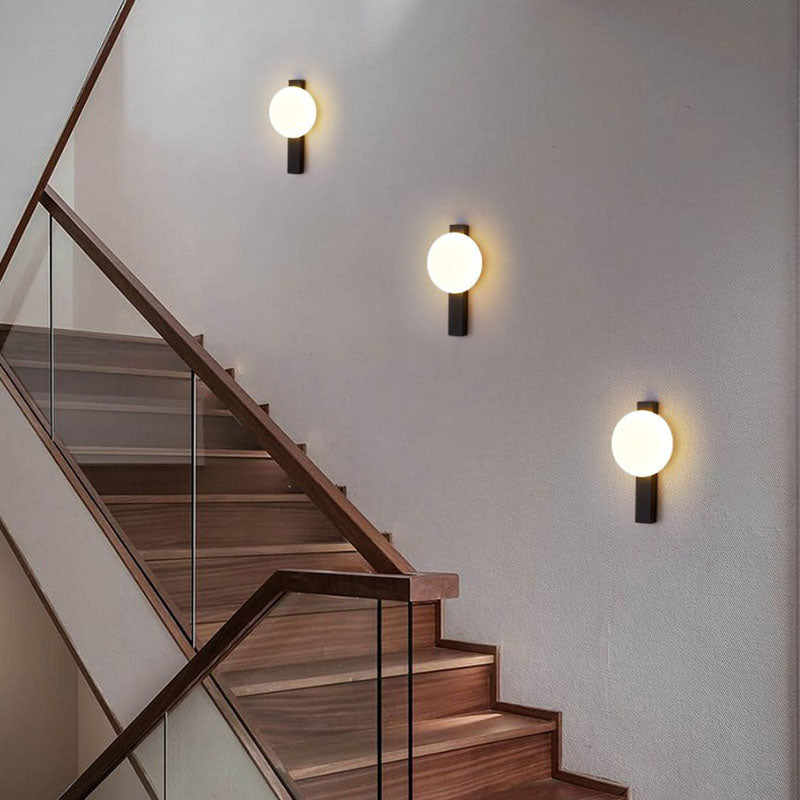 Iron Plastic Round Bedroom Wall Lamp