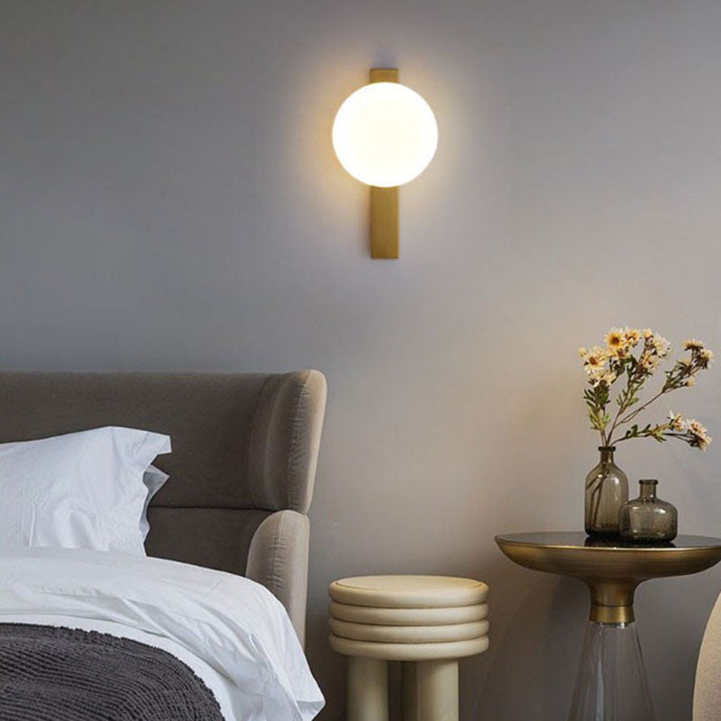 Iron Plastic Round Bedroom Wall Lamp