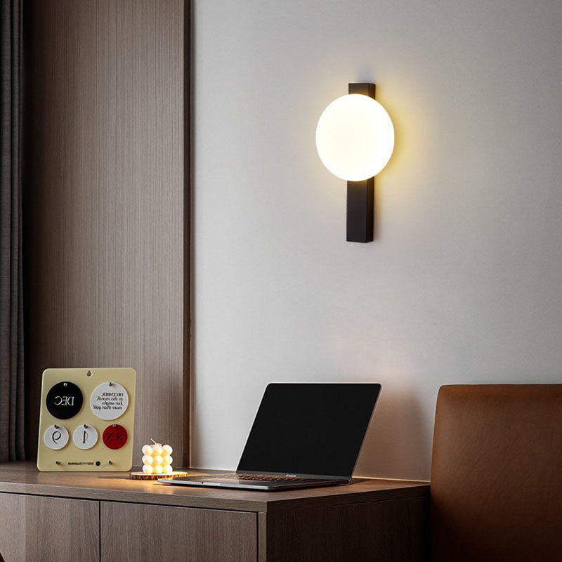 Iron Plastic Round Bedroom Wall Lamp