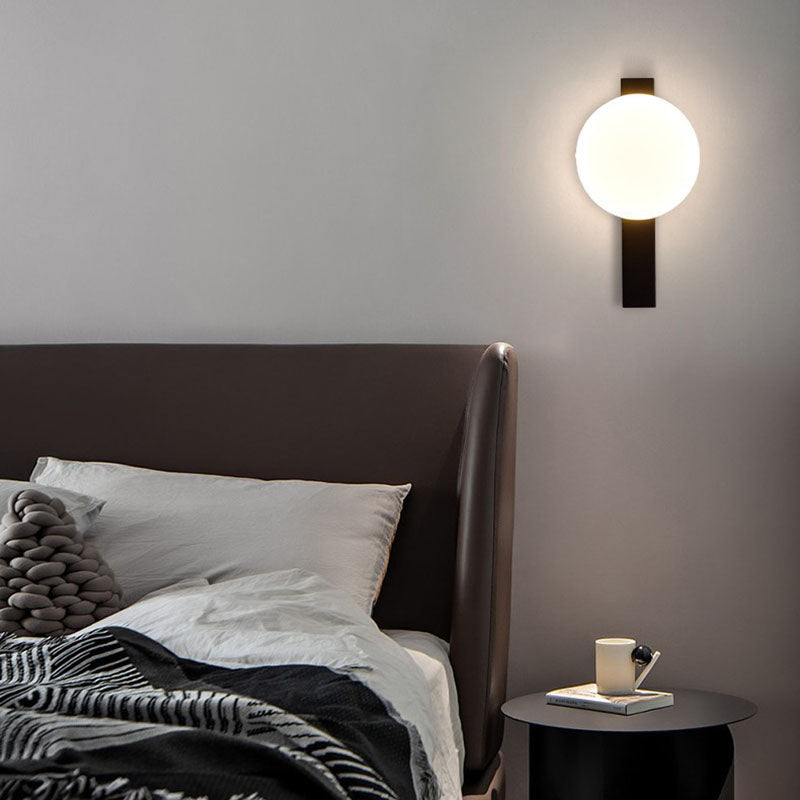 Iron Plastic Round Bedroom Wall Lamp