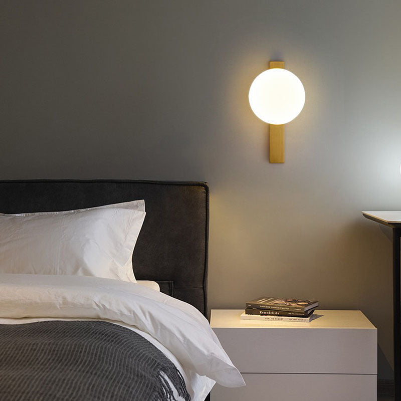 Iron Plastic Round Bedroom Wall Lamp