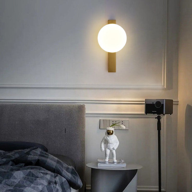 Iron Plastic Round Bedroom Wall Lamp
