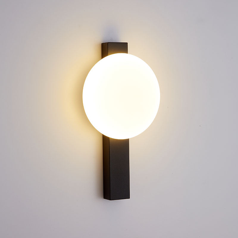 Iron Plastic Round Bedroom Wall Lamp