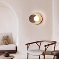 Travertine Glass Wood Round Wall Lamp