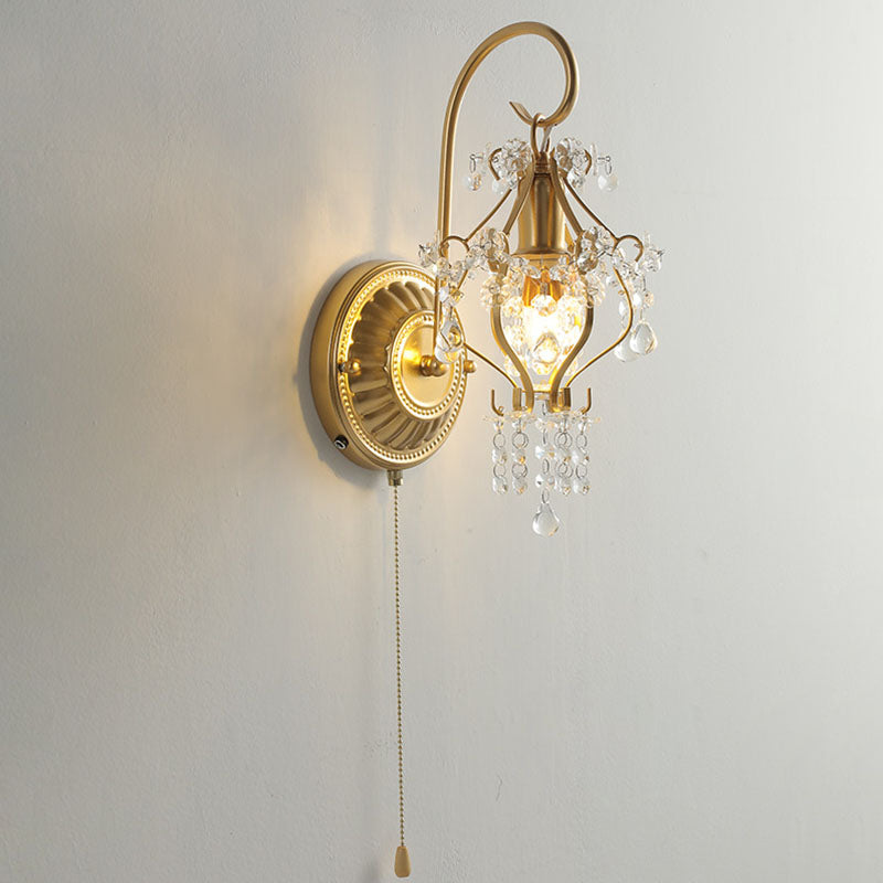 Iron Crystal Round Living Wall Lamp