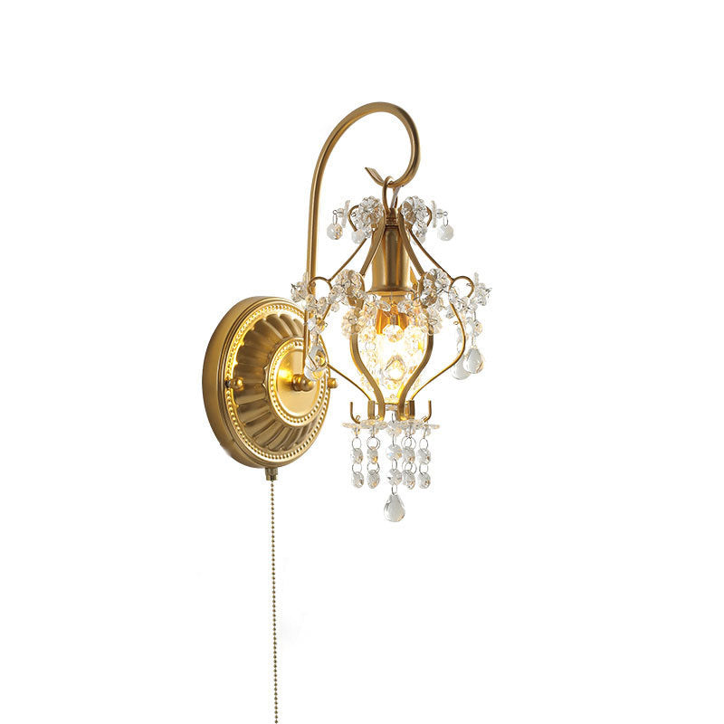 Iron Crystal Round Living Wall Lamp