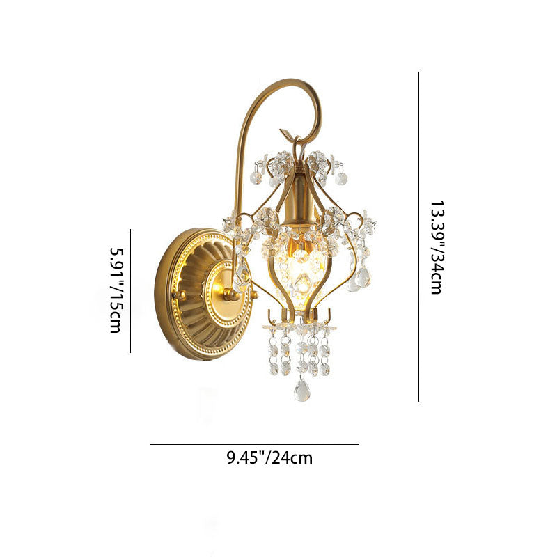 Iron Crystal Round Living Wall Lamp