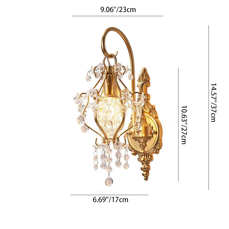 Iron Crystal Round Living Wall Lamp