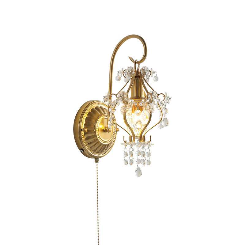 Iron Crystal Round Living Wall Lamp