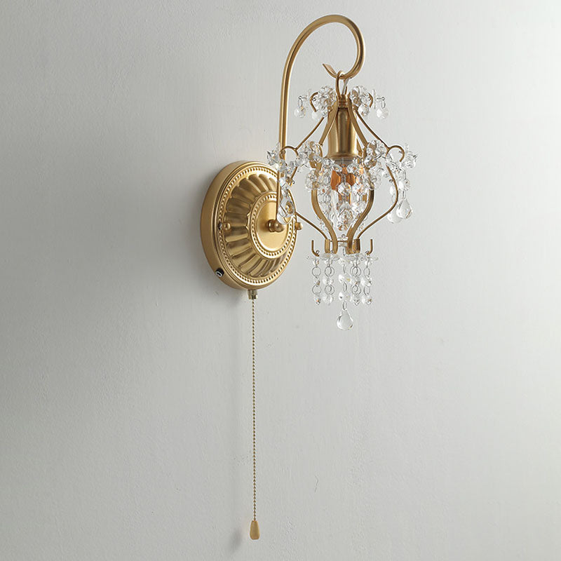 Iron Crystal Round Living Wall Lamp