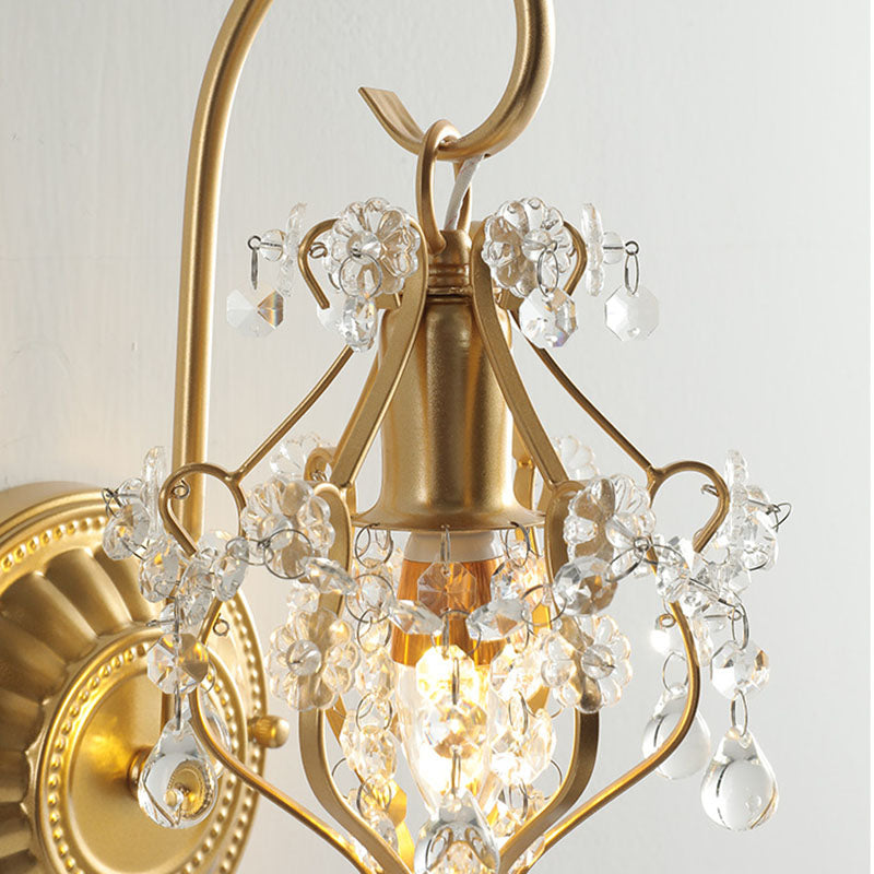 Iron Crystal Round Living Wall Lamp