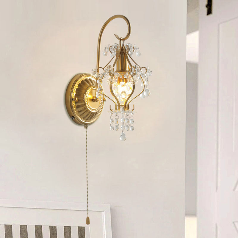 Iron Crystal Round Living Wall Lamp