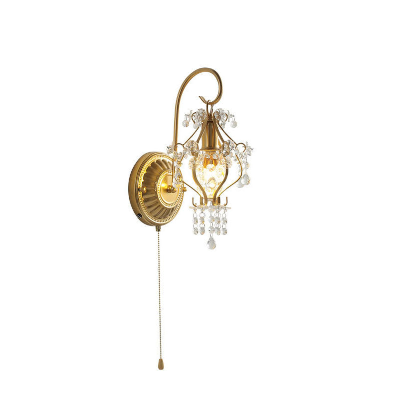 Iron Crystal Round Living Wall Lamp