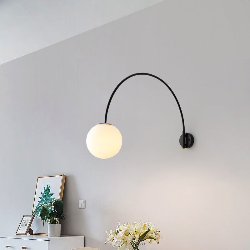 Iron Glass Long Stick Wall Lamp