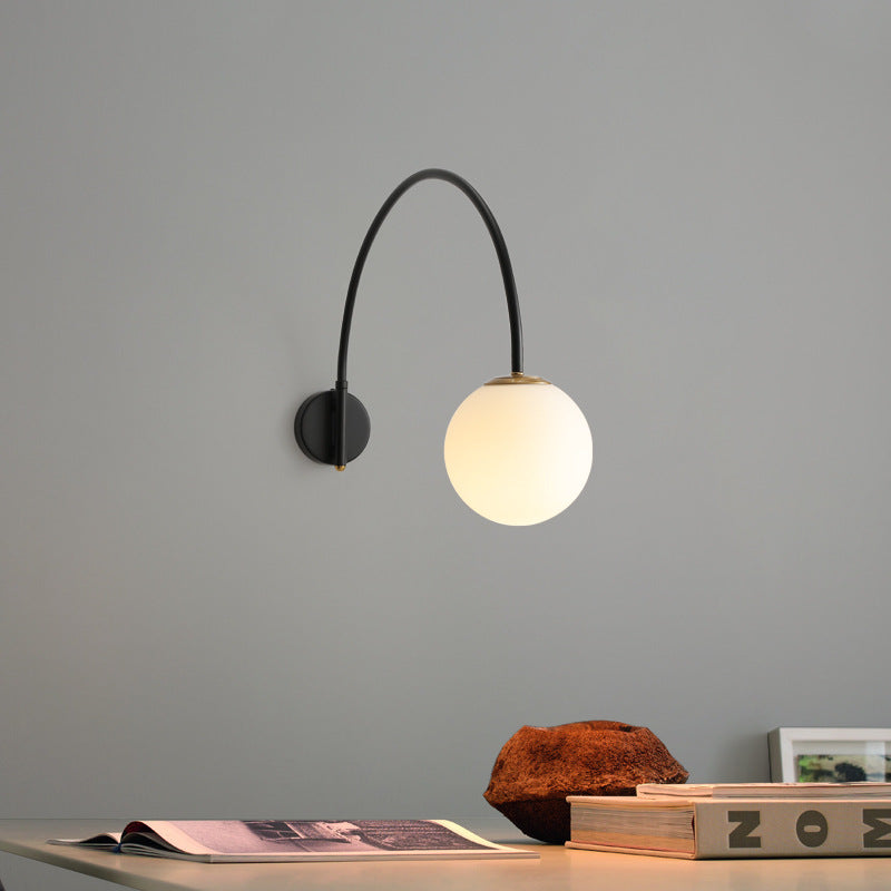 Iron Glass Long Stick Wall Lamp