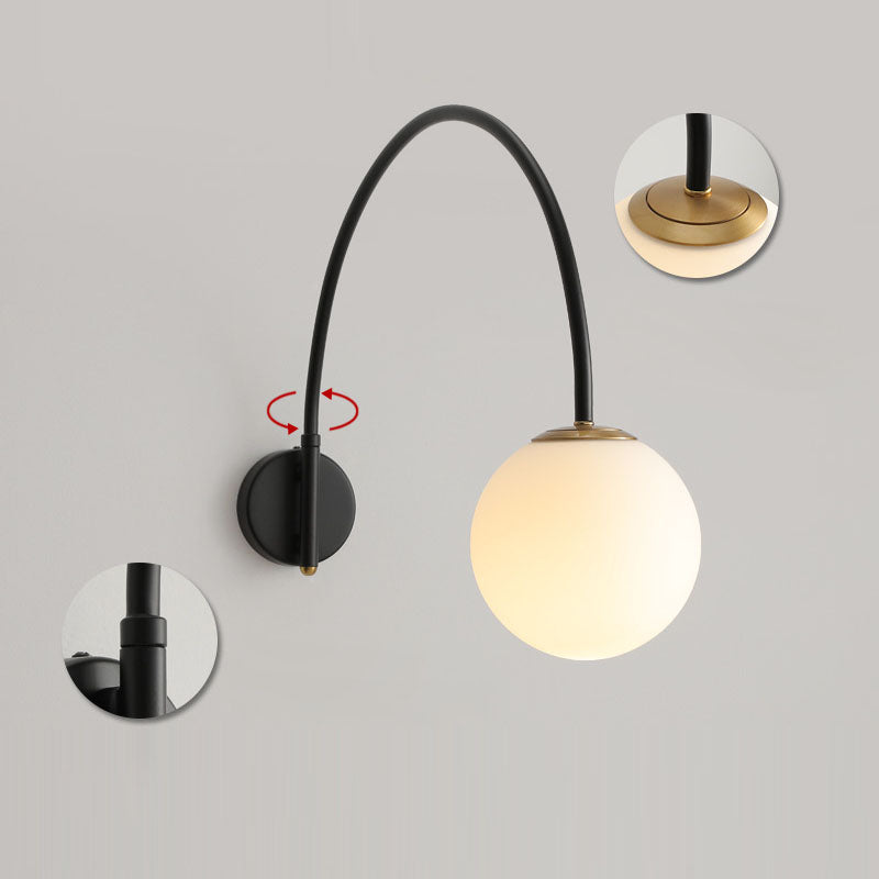 Iron Glass Long Stick Wall Lamp