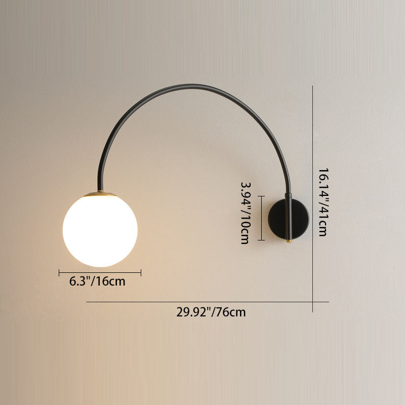 Iron Glass Long Stick Wall Lamp