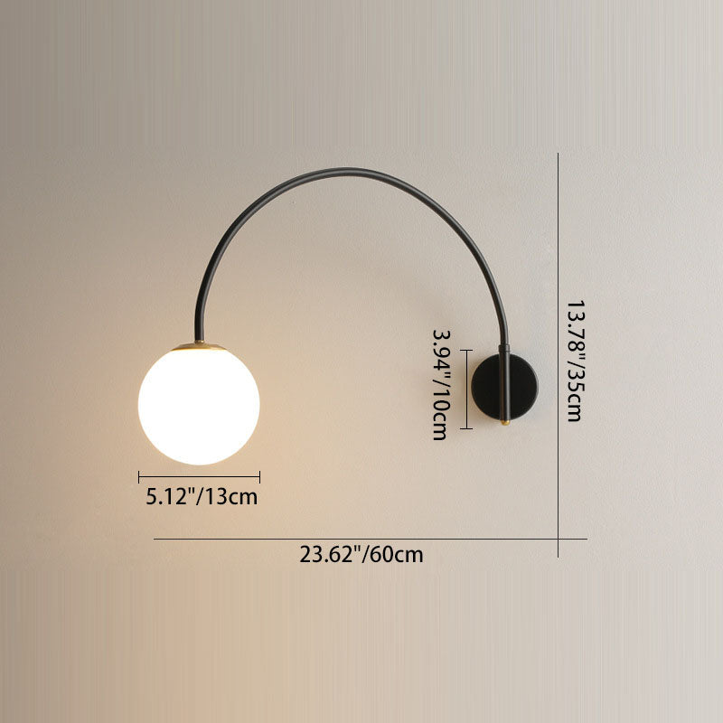 Iron Glass Long Stick Wall Lamp