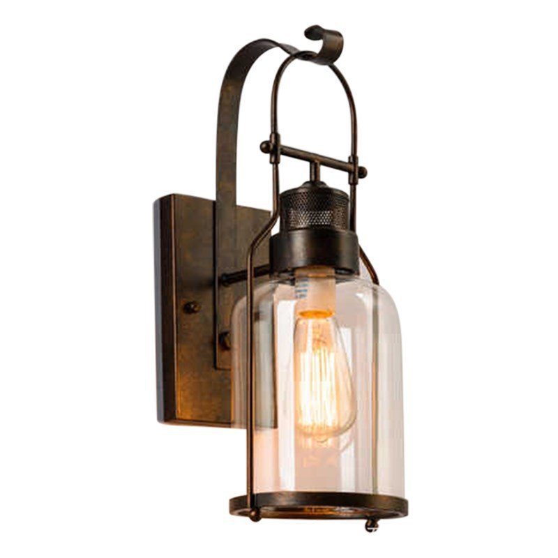 Iron Glass Cylinder Hallway Wall Lamp