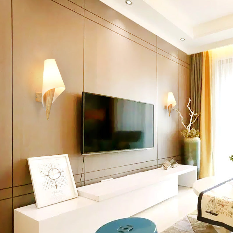 Wood Glass Ice Cream Wall Lamp