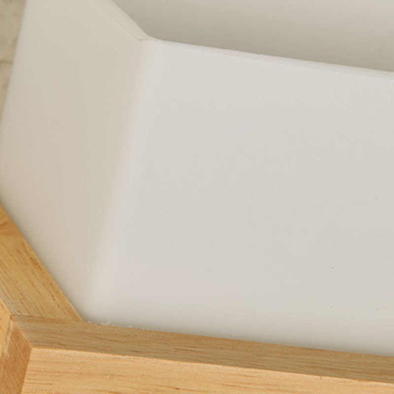 Wood Glass Square Bedroom Wall Lamp