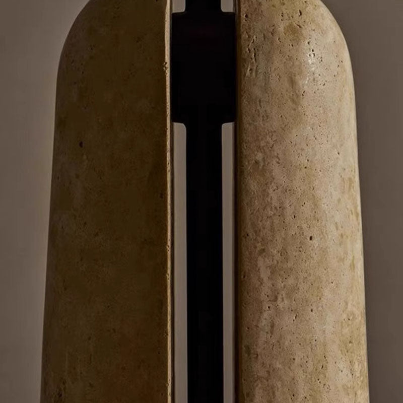 Iron Travertine Marble Mushroom Table Lamp