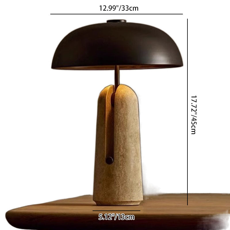 Iron Travertine Marble Mushroom Table Lamp
