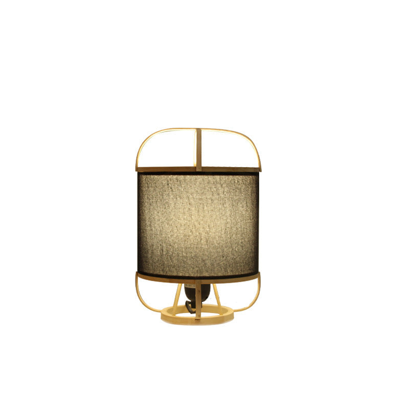 Bamboo Imitation Vellum Round Table Lamp